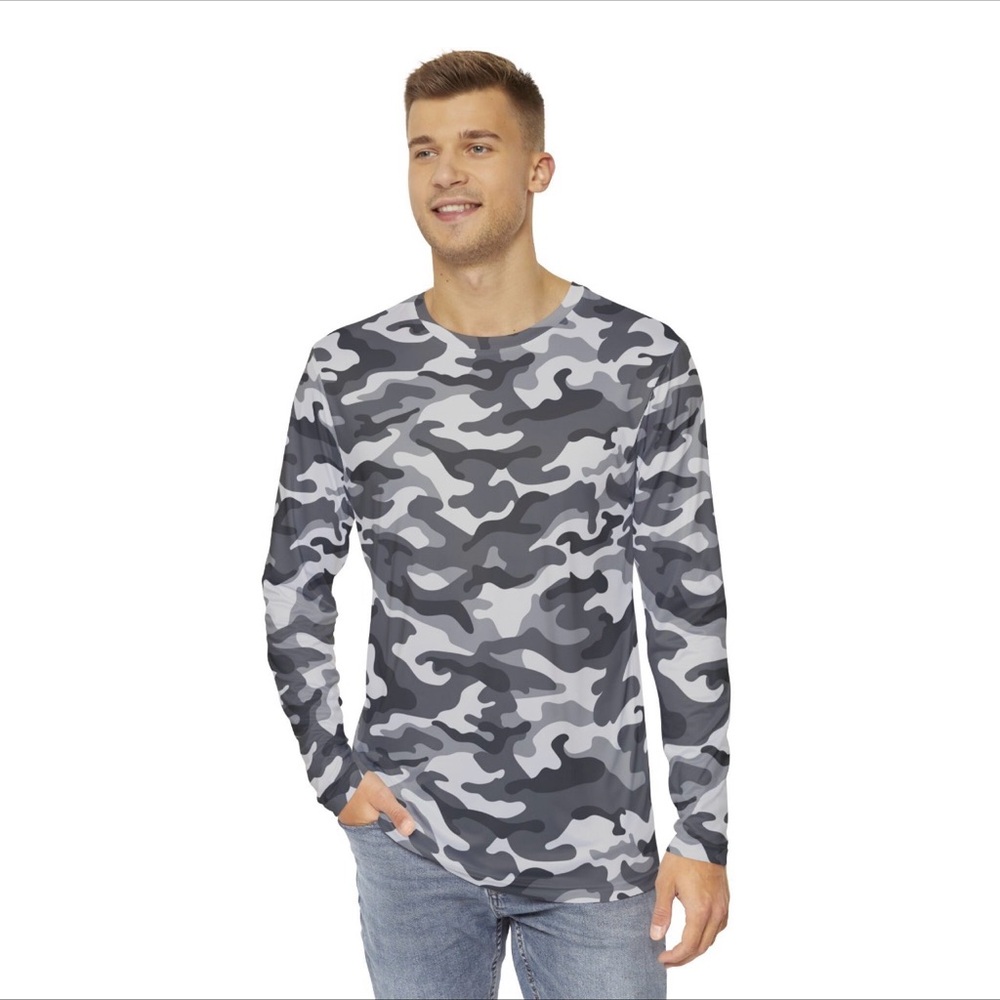 NWT FADEDROSE Men's Gray Camouflage Long Sleeve Shirt size XL